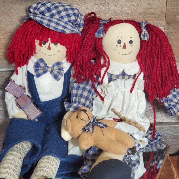 Raggedy Ann & Andy Shelf Sitting Raggedy Dolls  - Vintage Unicorn Industries - Picture 1 of 13